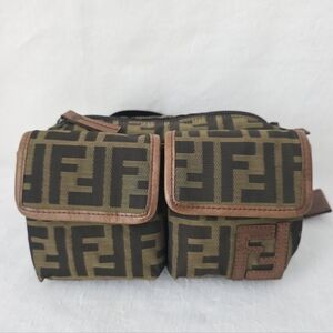 Auth Fendi Zucca Canvas Belt/Bumbag